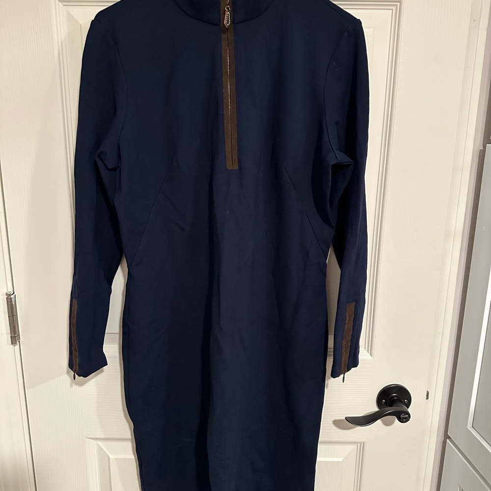 J. McLaughlin Navy Dress with Brown Accents